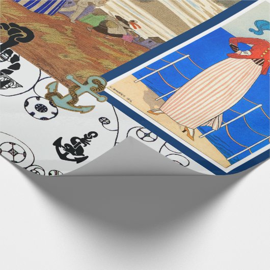 海事アートデコの美しいファッションアンカー付き ラッピングペーパー (角)