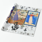 海事アートデコの美しいファッションアンカー付き ラッピングペーパー (アンロールド)