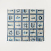 海事タイル | 青い灯台 アンカー 船の輪 タペストリー (正面(横))