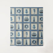 海事タイル | 青い灯台 アンカー 船の輪 タペストリー (正面)