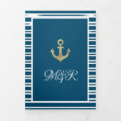 海事マリン箔アンカー ストライプ 三つ折り招待状 (カバー)