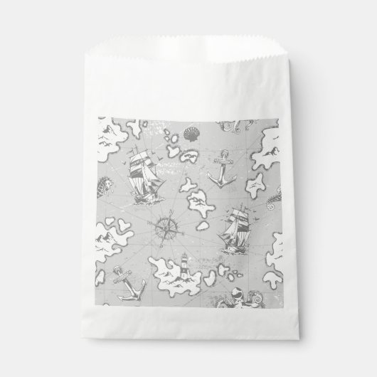 海事モノトーン アンティーク 海賊の地図 フェイバーバッグ (正面)