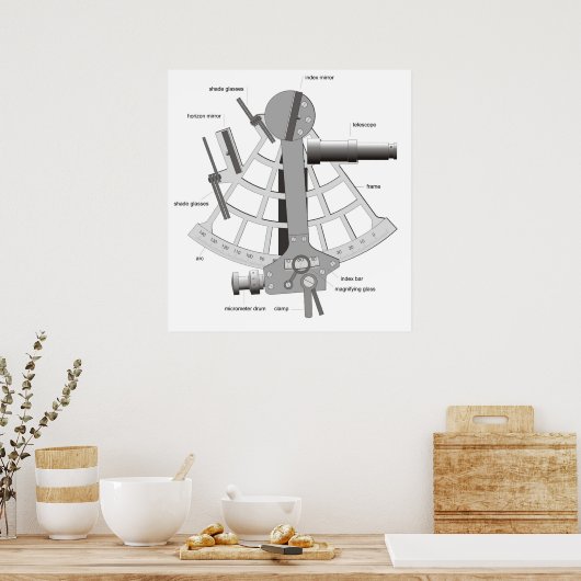 海事六分儀の図 ポスター (キッチン)