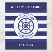 海事海軍ブルーシップ・ホイール・ボート・ハウス帆走 ワインラベル (シングルラベル)