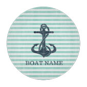 海事用アンカー、ミントグリーンのストライプ カッティングボード (正面)