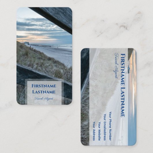 海事砂丘ビーチサンセット旅行代理店スタイル 名刺 (正面/裏面)