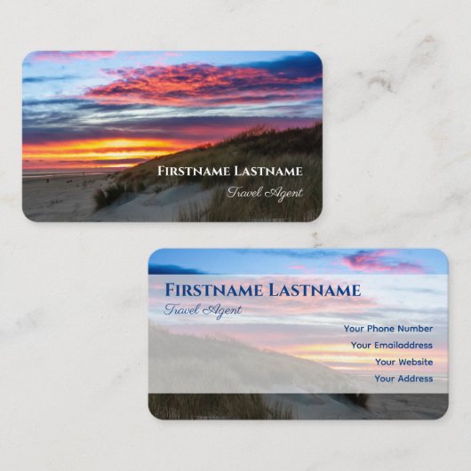 海事砂丘ビーチサンセット旅行代理店スタイル 名刺 (正面/裏面)
