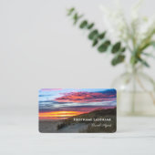 海事砂丘ビーチサンセット旅行代理店スタイル 名刺 (スタンド正面)