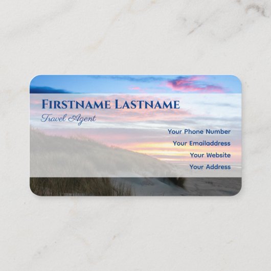 海事砂丘ビーチサンセット旅行代理店スタイル 名刺 (裏面)