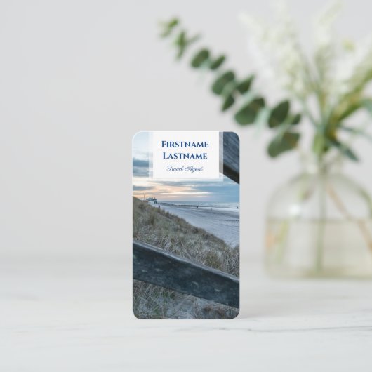 海事砂丘ビーチサンセット旅行代理店スタイル 名刺 (スタンド正面)