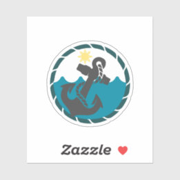 海事青と黒のアンカー シール