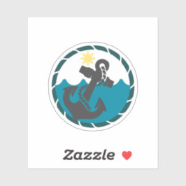 海事青と黒のアンカー シール