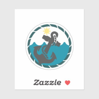 海事青と黒のアンカー シール