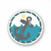 海事青と黒のアンカー シール (正面)