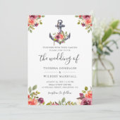 海事 フラワープリント アンカー 水彩 結婚式 ノット 招待状 (スタンド正面)