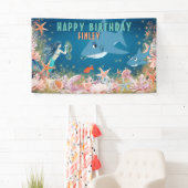 海人魚のサメの誕生日パーティーの下 横断幕 (インサイチュ)