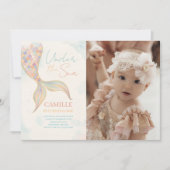 海人魚のテールの誕生日パーティーの写真の下 招待状 (正面)