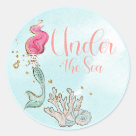 海人魚の下の誕生日 ラウンドシール