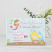 海人魚の女の子の誕生日パーティー招待状の下 招待状 (スタンド正面)