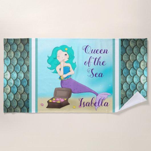 海人魚の女王 ビーチタオル (正面)