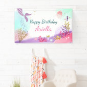 海人魚の誕生日バナーピンク金ゴールド 横断幕 (インサイチュ)