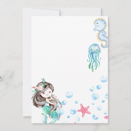 海人魚の誕生日パーティーの下で印刷可能 招待状 (裏面)