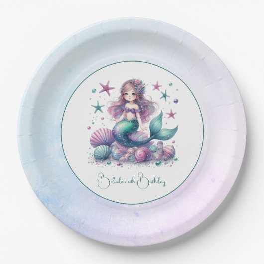 海人魚の誕生日パーティーの下で ペーパープレート (正面)