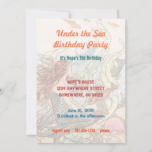 海人魚の誕生日パーティーの下で 招待状 (裏面)