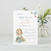 海人魚の誕生日パーティーの下の水色 招待状 (スタンド正面)
