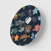 海住民パターン1 ラウンド壁時計 (傾斜)