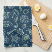 海住民パターン2 キッチンタオル (四つ折り)