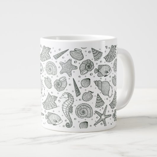 海住民パターン3 ジャンボコーヒーマグカップ (正面右)