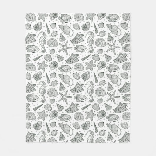 海住民パターン3 フリースブランケット (正面)