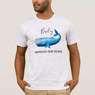 海保護水色鯨海ビーチ名 Tシャツ