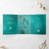 海先結婚式の写真QR RSVP詳細 三つ折り招待状 (内部)