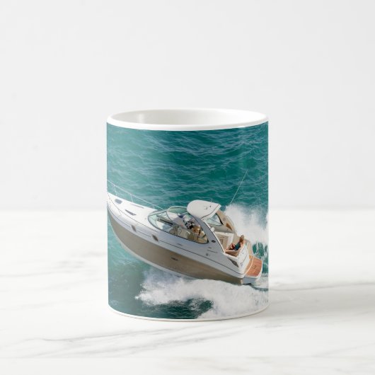 海光線のボートのコーヒー・マグのコップの陶磁器の白いボート コーヒーマグカップ (中央)