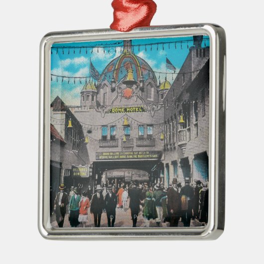 海公園桟橋からのドームのホテル メタルオーナメント (左)