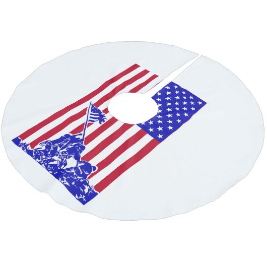 海兵隊がアメリカ国旗を掲げる ブラッシュドポリエステルツリースカート (アングル)