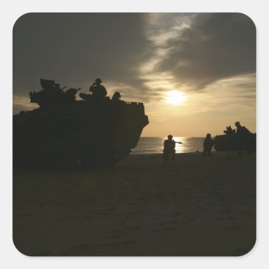 海兵隊のシルエット スクエアシール (正面)