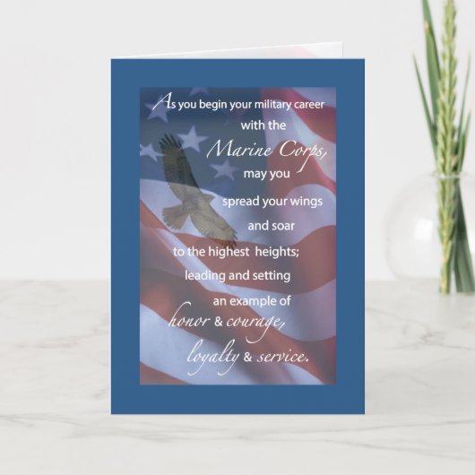 海兵隊の基本訓練のお祝いのワシ カード (正面)