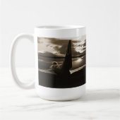 海兵隊の航空機富士山日本および日没 コーヒーマグカップ (左)