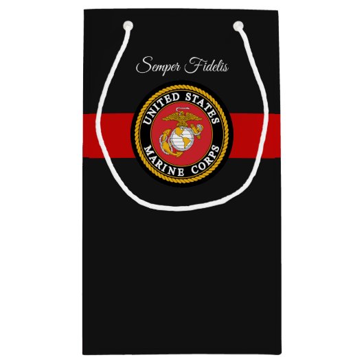 海兵隊ギフトのためのUSMC抱き枕- Semper Fi スモールペーパーバッグ (裏面)