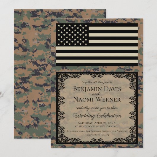 海兵隊 結婚式 招待状 (正面/裏面)