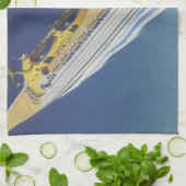 海内のヴィンテージクルーズ船の空中表示 キッチンタオル (折り畳み)