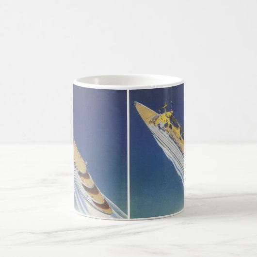 海内のヴィンテージクルーズ船の空中表示 コーヒーマグカップ (中央)
