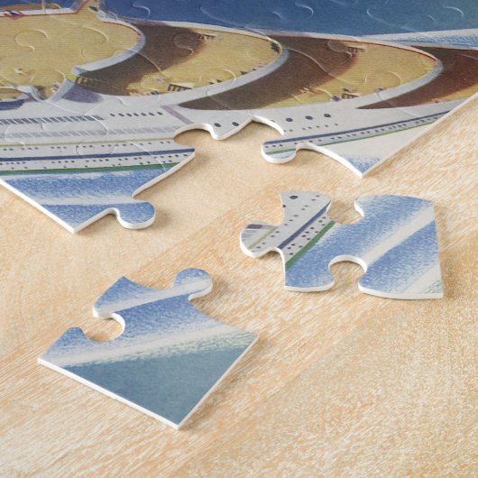 海内のヴィンテージクルーズ船の空中表示 ジグソーパズル (側面)