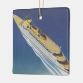海内のヴィンテージクルーズ船の空中表示 セラミックオーナメント (左)