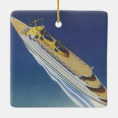 海内のヴィンテージクルーズ船の空中表示 セラミックオーナメント (裏面)
