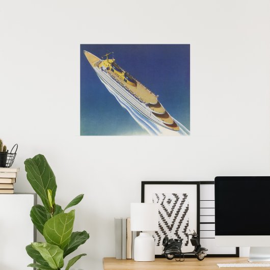 海内のヴィンテージクルーズ船の空中表示 ポスター (ホームオフィス)