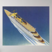 海内のヴィンテージクルーズ船の空中表示 ポスター (正面)